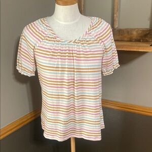 LC Lauren Conrad scoop neck Striped Multicolor short sleeve Top size small